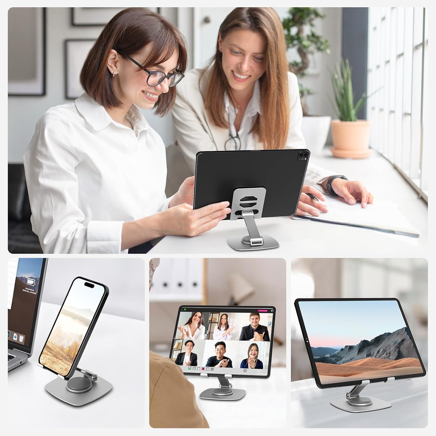 Support Téléphone Voiture Réglable en Hauteur Rotation 360° pour Tous Téléphones et Tablettes