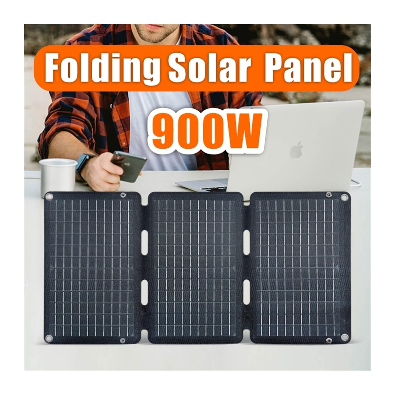 900 W Solar-Klapppanel, tragbar, USB, PC, Tablet, Solar-Außenstrom for Ausflüge, Wandern, Camping, Ausrüstung, Generator