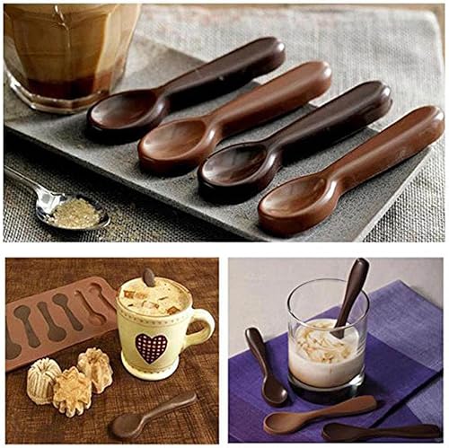 Miniatura 7 de Elome Molde de silicona para chocolate en forma de cuchara, 1 bandeja para cubitos de hielo para hornear, jabón, vela, fondant, decoración de pastel