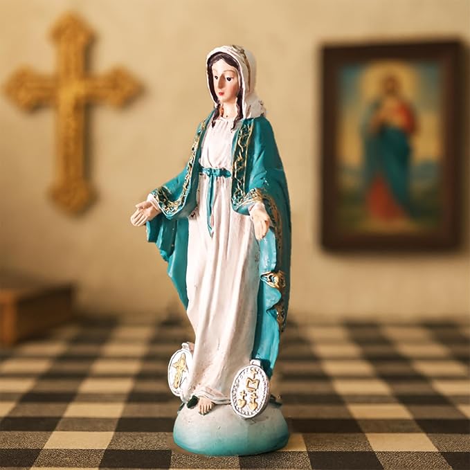 Estatua Virgen María 12 cm para decoración religiosa miniatura 5