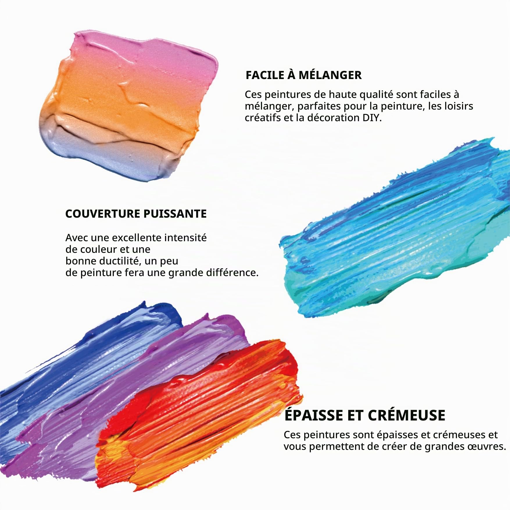 INK LAB Peinture Acrylique 36 Couleurs non toxique pour Toile Bois