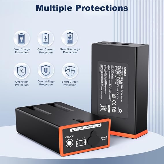 Lesaps 2-Pack 5000mAh Replacement Battery Pack for Moultrie Edge
