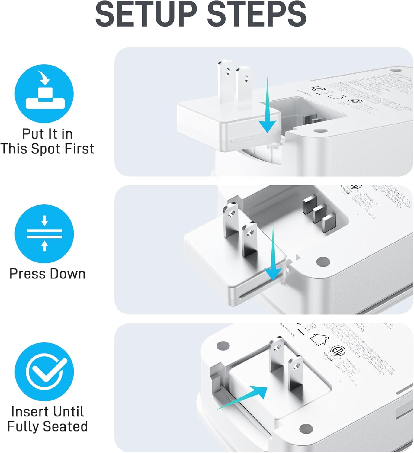 Universal Travel Plug Adapter European Worldwide Power Strip Type-C/G/I/A International Outlet Adapter Kit for UK, China, AU, Japan, HK, Brazil, for Laptop, Phone, Surge Protector Travel Essentials