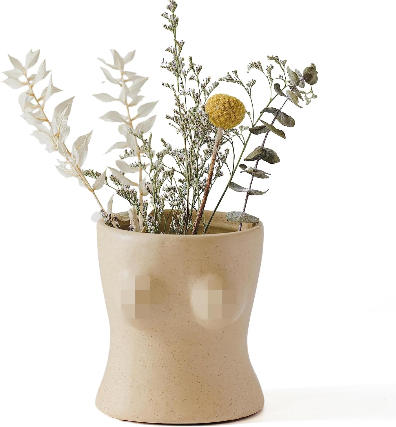 BASE ROOTS Home Decor Plant Pot, Aesthetic Room Decor Flower Vase, Boho Planter for Indoor Plants, Clean Girl Aesthetic Flower Pot for Living Room & Bedroom Decor, Ceramic Vase for Apartment Décor