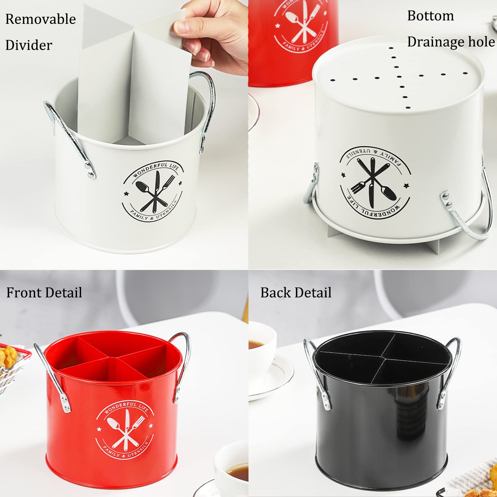 Portaposate In Acciaio Inossidabile - 2 Pezzi Nero Per Cucina | Organizzatore Mestoli E Utensili - Foto 5