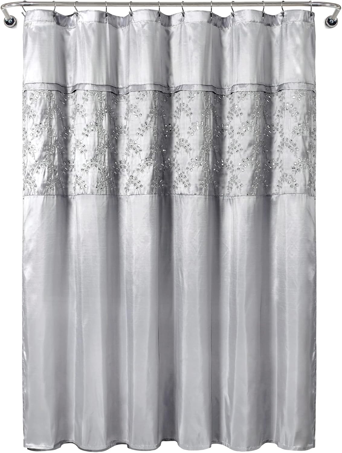 Lush Decor Maria Shower Curtain, 72" x 72", Gray & Silver
