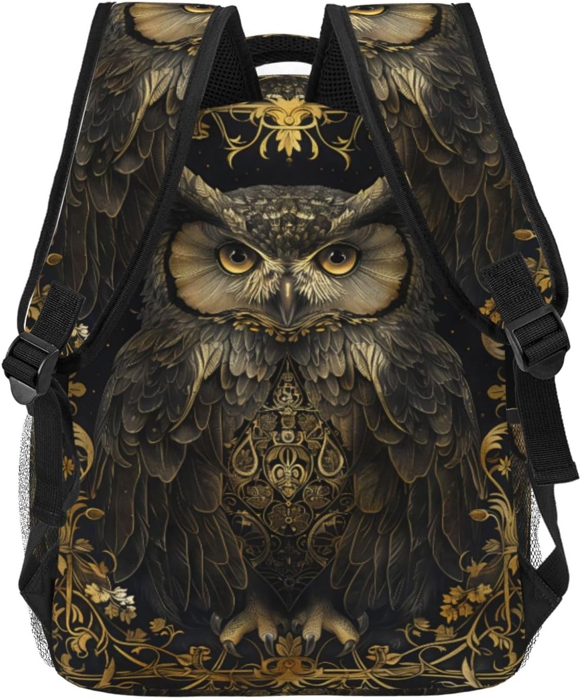 Retro Owl Backpack, Lightweight Polyester Travel Work School Camping Daypack, Vintage Mystical Back Pack, Elegant Wildlife Backpacks, Book Packs Gifts for Women Kids Girls, 11.4×5.9×15.7 Inch