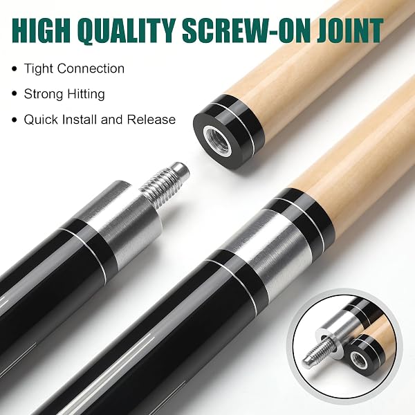 Stecca da Biliardo, 58" Biliardo in Legno Duro di Alta qualità, 1/2 Legno Pool Cue Stick, Stecche da Biliardo per Giocatori Professionisti per Il Tavolo da Biliardo Sportivo - 4