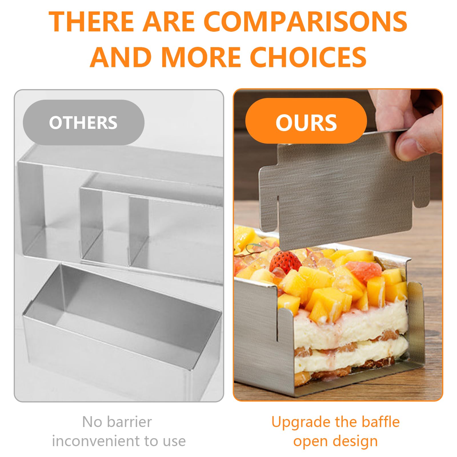 2 Stück Rechteckig Backform, Verstellbare Mousse Kuchenform, Antihaftbeschichtete Tiramisu Form mit Abnehmbares Seitenteil, Aluminiumlegierung Backform für Tortenzubereitung Broten Tiramisu (40cm)