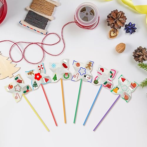 Miniatura 7 de Poen 48 molinetes de papel blanco para manualidades, color blanco, para niños, niñas, actividades de verano, artes y manualidades, fiesta de 5