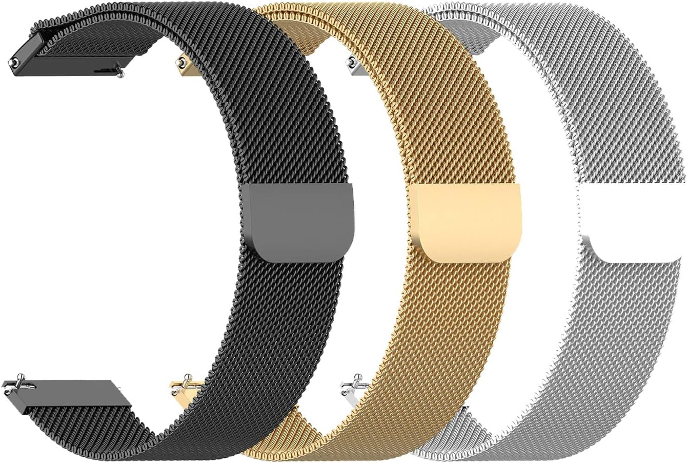 AONES 22mm Pack of 3 Magnetic Loop Watch Strap Compatible for Huawei Watch Ultimate Metal Chain SmartWatch Band