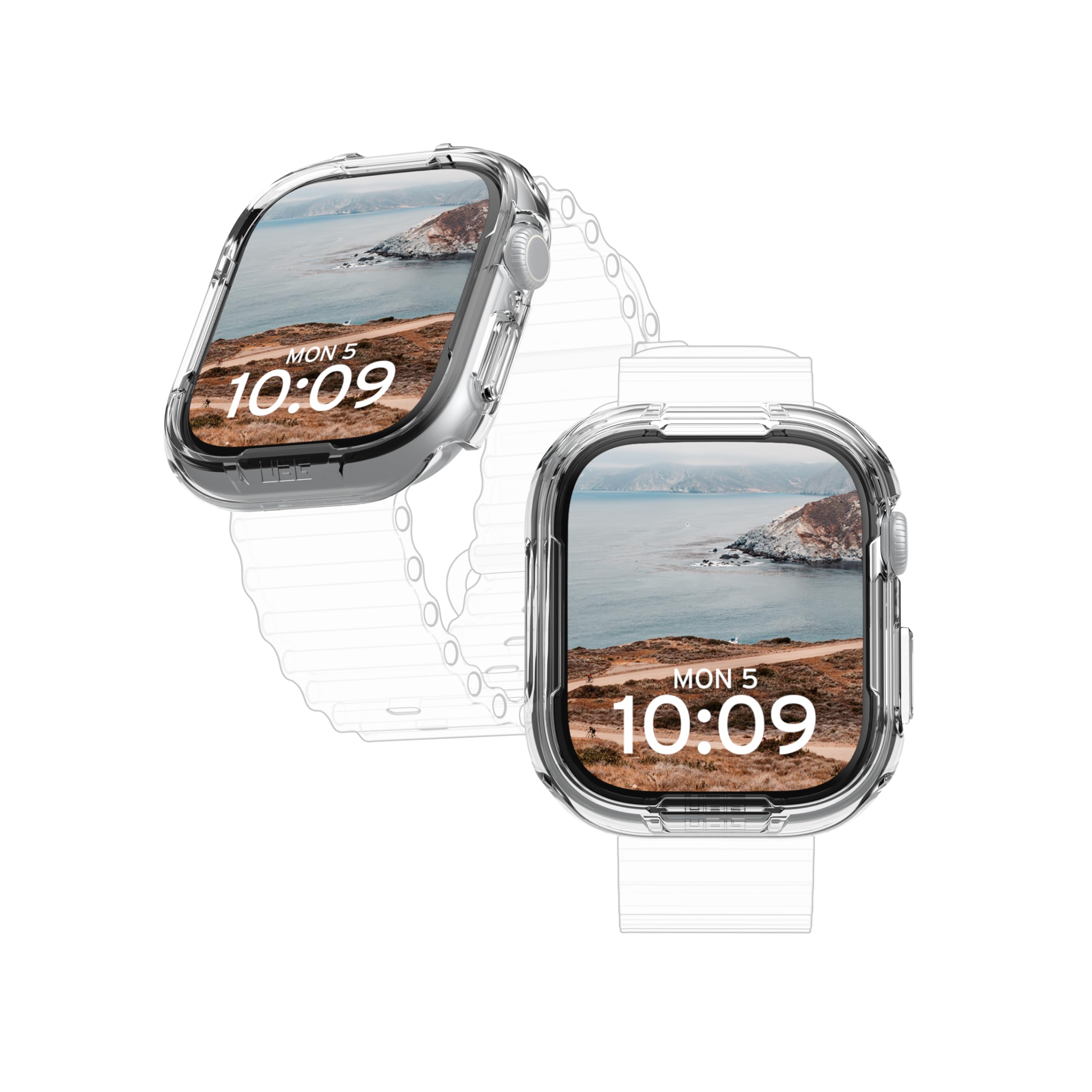 URBAN ARMOR GEAR UAG Designed for Apple Watch Case 46mm iWatch Series 10, Scout Transparent Rugged Military Grade Dropproof Snap-On Protective Bumper Hard Case, Clear