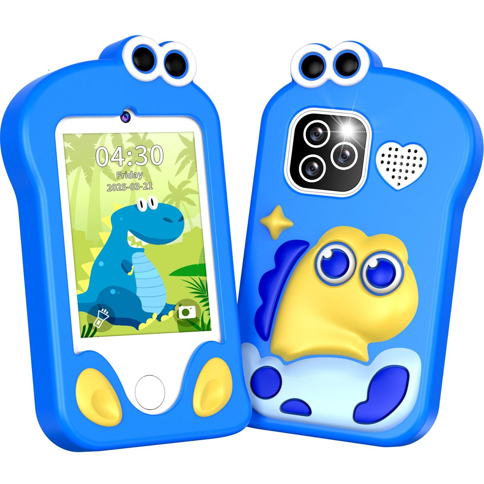 CHAKEYAKE Telefono per Bambini, Macchina Fotografica Bambini con 2,4" Schermo Tattile, Doppio Kamera, Lettore MP3, Scheda SD 32 GB, Regali di Natale e Compleanno per 3 4 5 6 7 8 Anni (Blu)