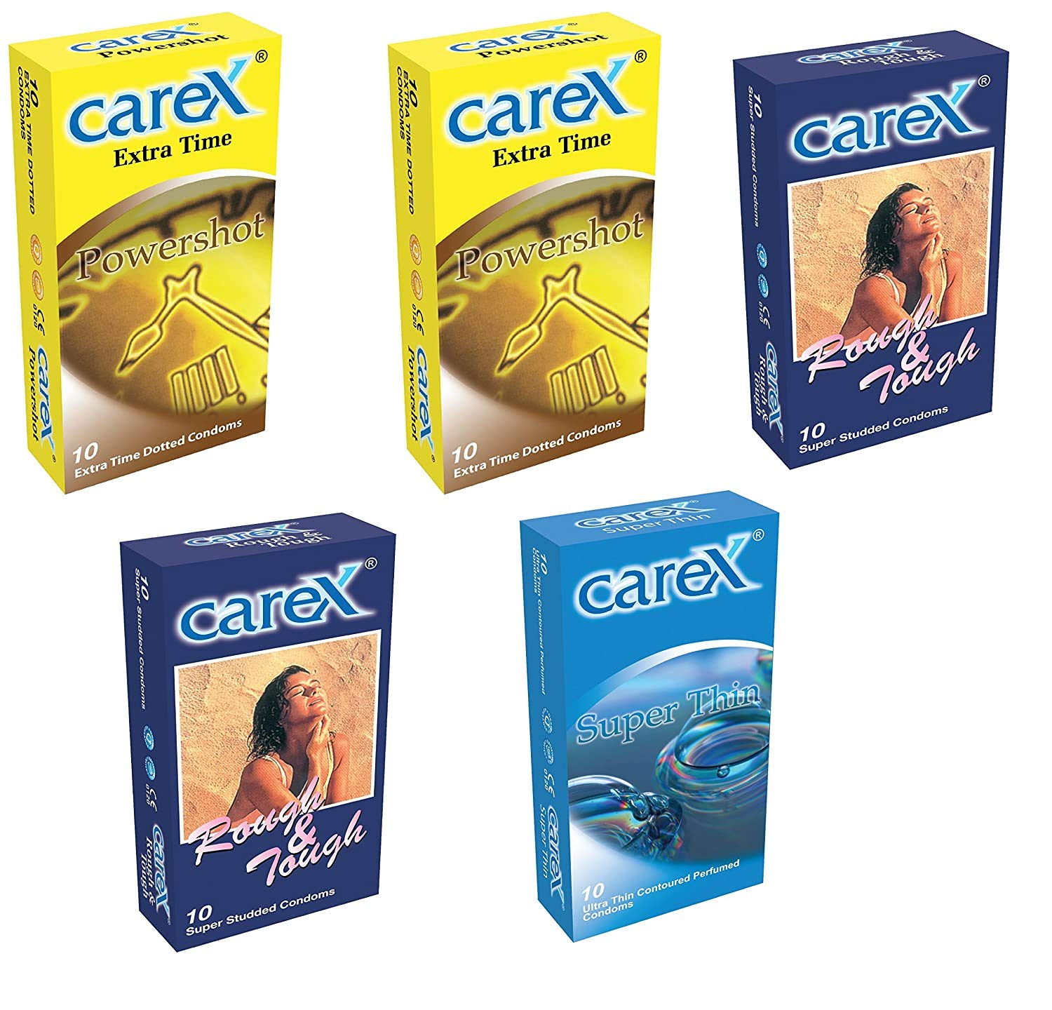 CareX Powershot, Rough & Tough and Super Thin Condoms (Dotted, Studded & Perfumed) - Pack of 5 | (Combo)-image-45