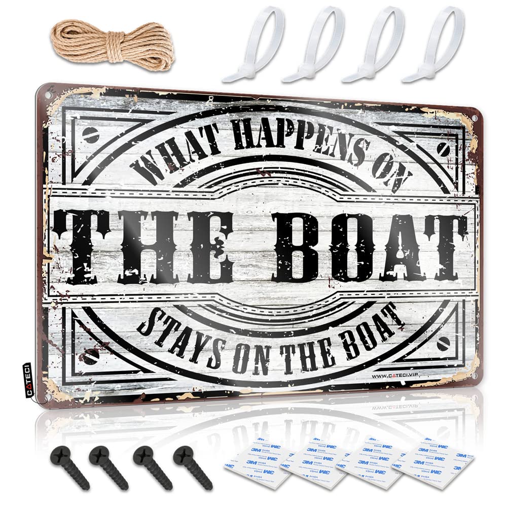 Fzfn Boys Colour Matal Sign Cool Stuff For Ready To Hang - What Happens On The Boat Stays On The Boat Nice For Slow(30X40cm)