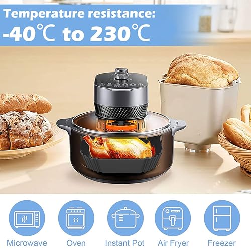 Miniatura 5 de Forros cuadrados de silicona para freidora de aire de 8 pulgadas para 4 a 8 cuartos de galón 2 piezas reutilizables para freidora de aire repuesto
