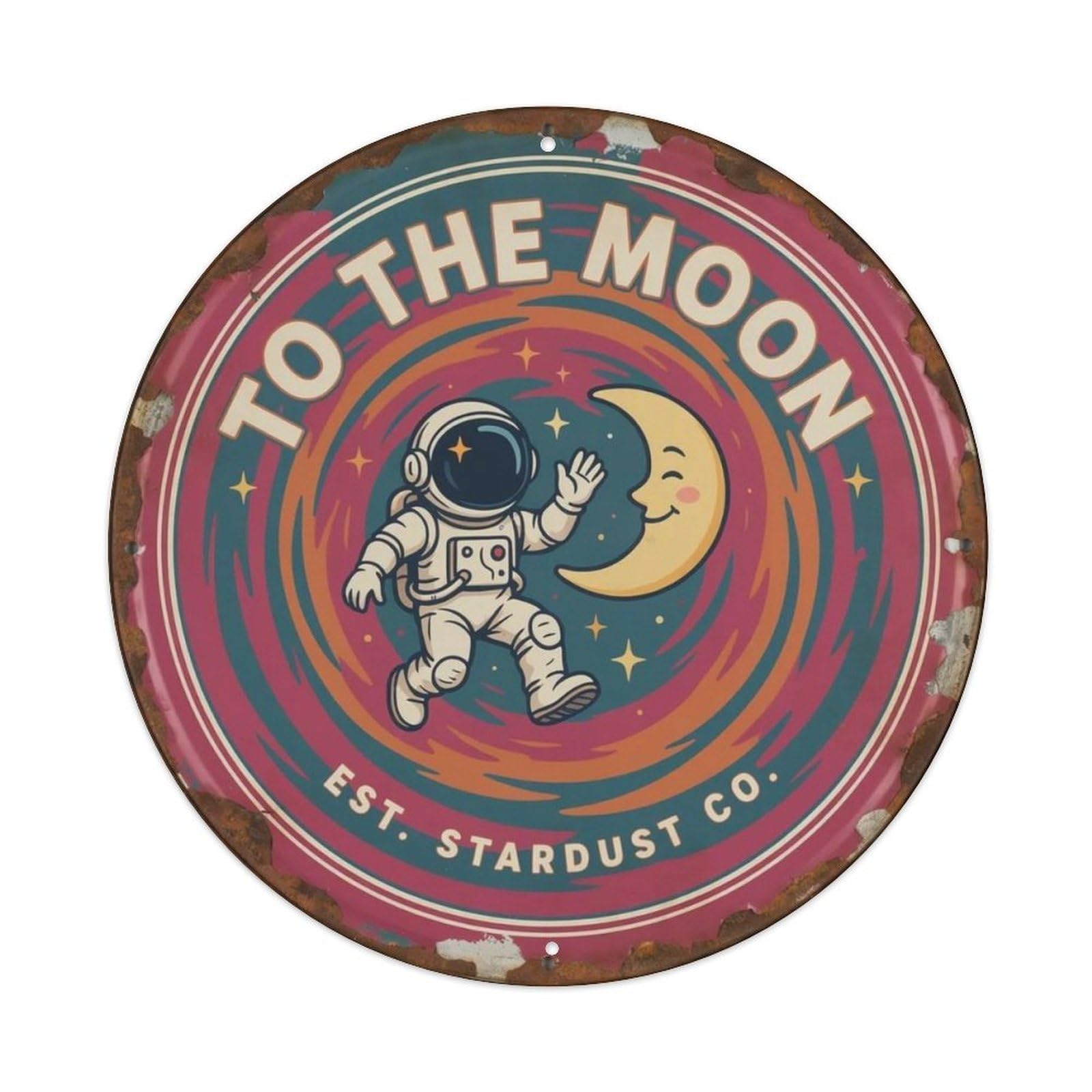 To The Moon Retro Space Metal Tin Sign Plaque