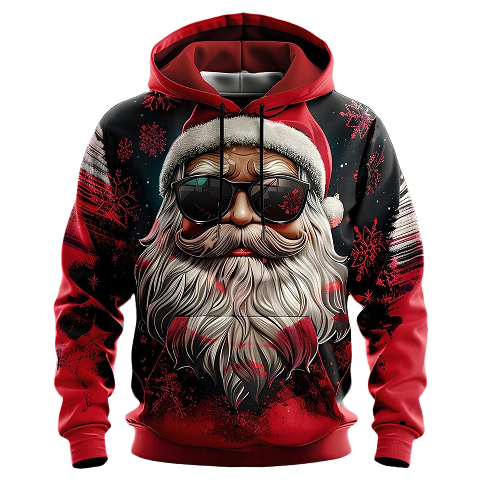 Pull à capuche de Noël pour homme avec impression 3D et motif Père Noël