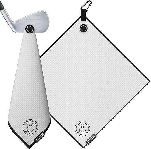 Magnetic Golf Towel Waffle Weave Microfiber White 18x18