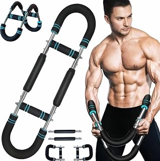 Twister Arm Trainer with 3 Resistance Levels, Adjustable Arm & Chest Workout Equipment, Portable U-Shape Strength Training Bar for Men & Women, Spring Power Exerciser for Home Gym Fitness