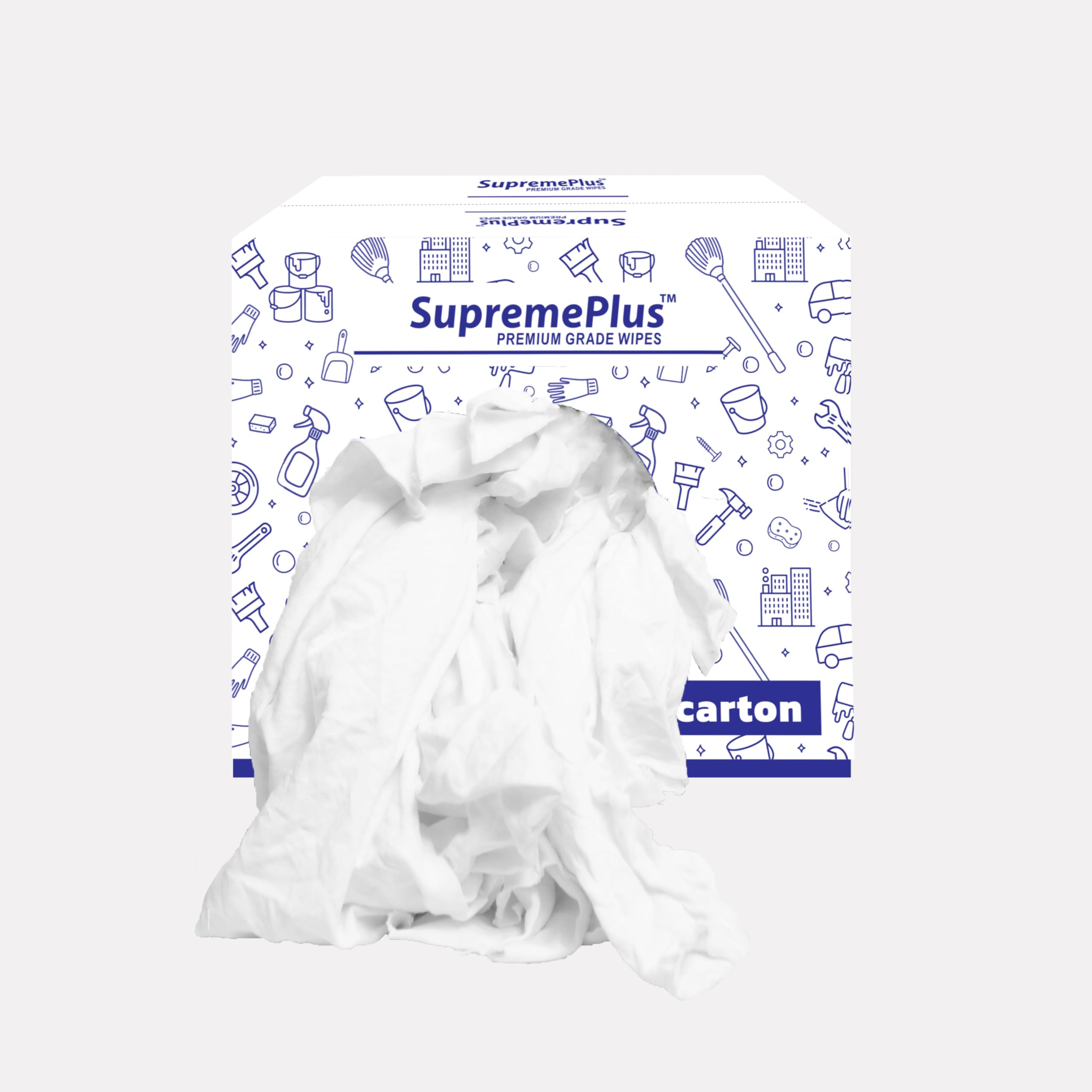 Trapos de punto blancos reciclados, solución de limpieza definitiva para el hogar, taller y uso industrial. Altamente absorbente, baja pelusa y perfecto para el mantenimiento (caja de 10