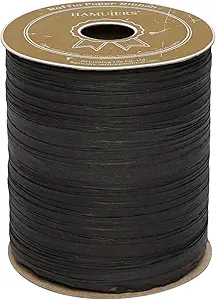 Raffia Ribbon for Gift Wrapping, Packing Paper Twine, Craft Ribbon Raffia Yarn for Crochet - 1/4'' Wide, 100 Yards, Black