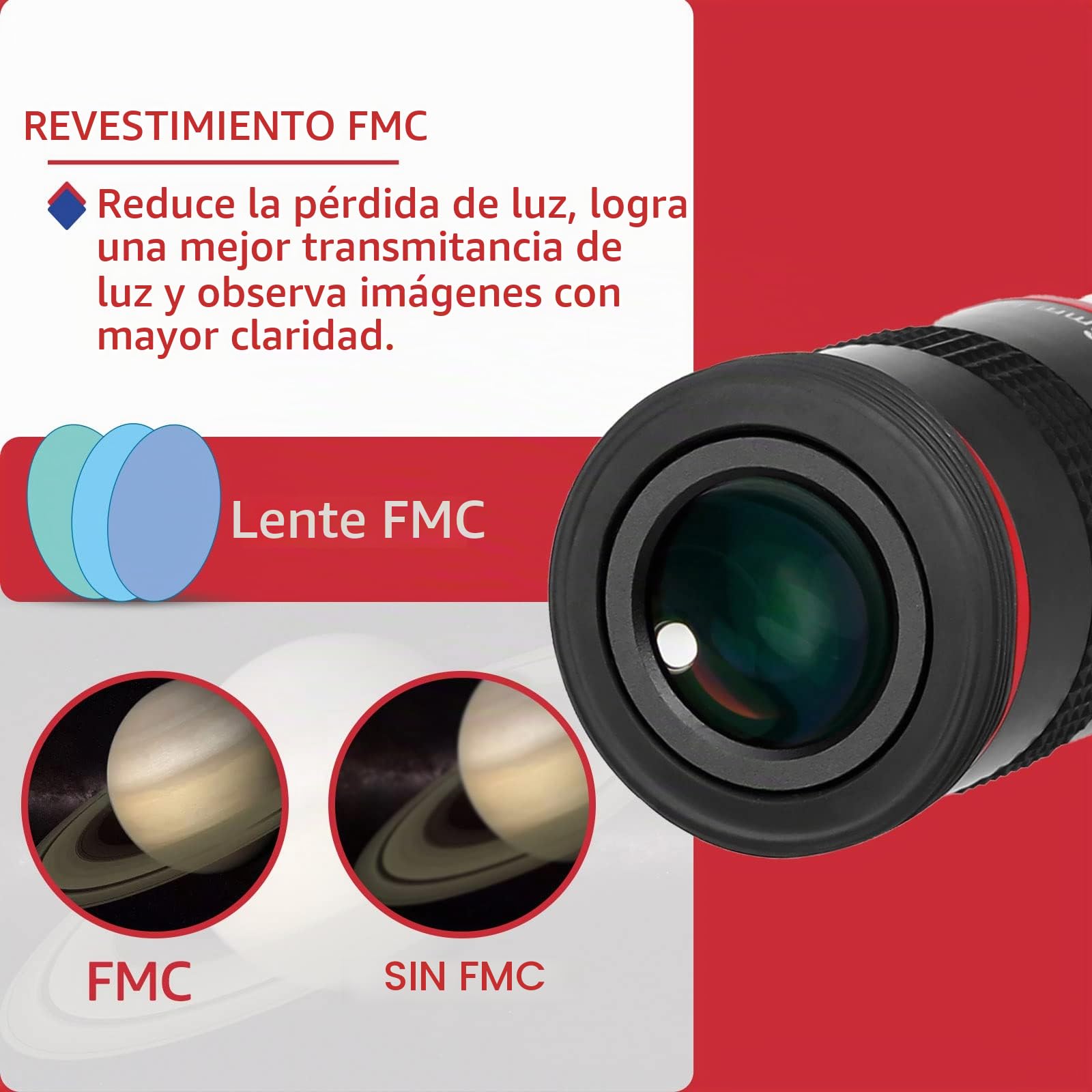Svbony Ocular para Telescopio de 6 mm, Ocular Gran Angular de 68°, Ocular Planetario de 1,25", Accesorios para Telescopios Astronómicos con Lente FMC, para La Observación del Luna