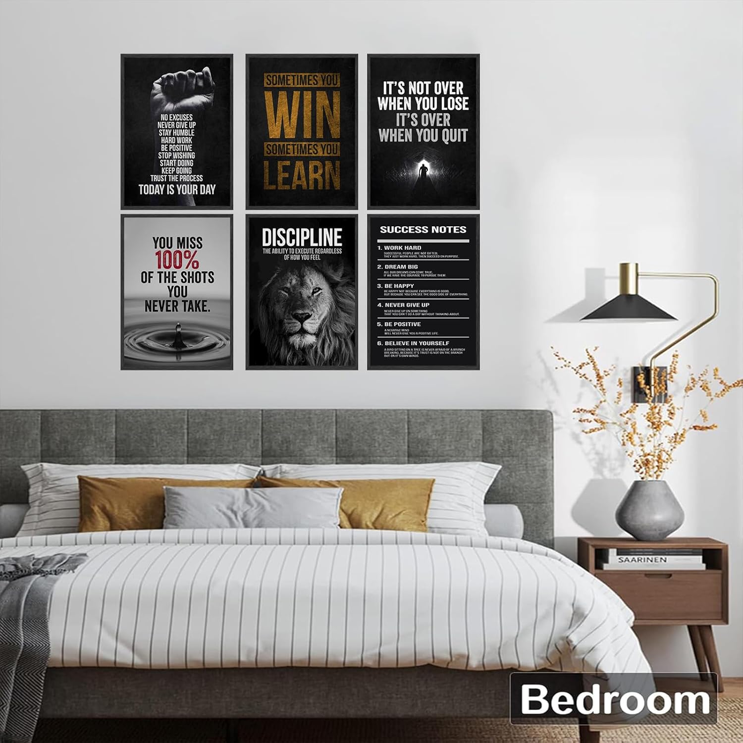 6 Pcs Motivational wall art Inspirational Entrepreneur Success Quotes Canvas Picture Print Artwork Office Lion Poster for Teens Adults Classroom Home Living Room Gym Wall Decor Unframed 8 x 10 Inch - Image 3