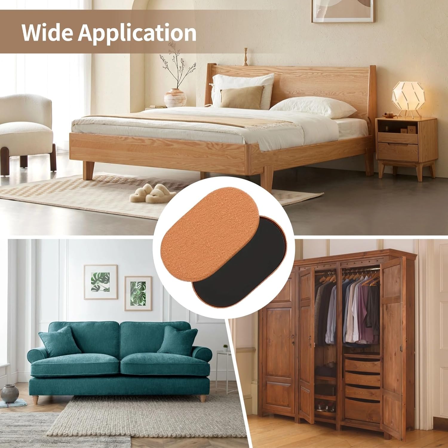 8 Pcs Oval Furniture Sliders For Heavy Items, 9.5 In X 5.75 In Felt Pads, Eva Material For Easy Floor Movement