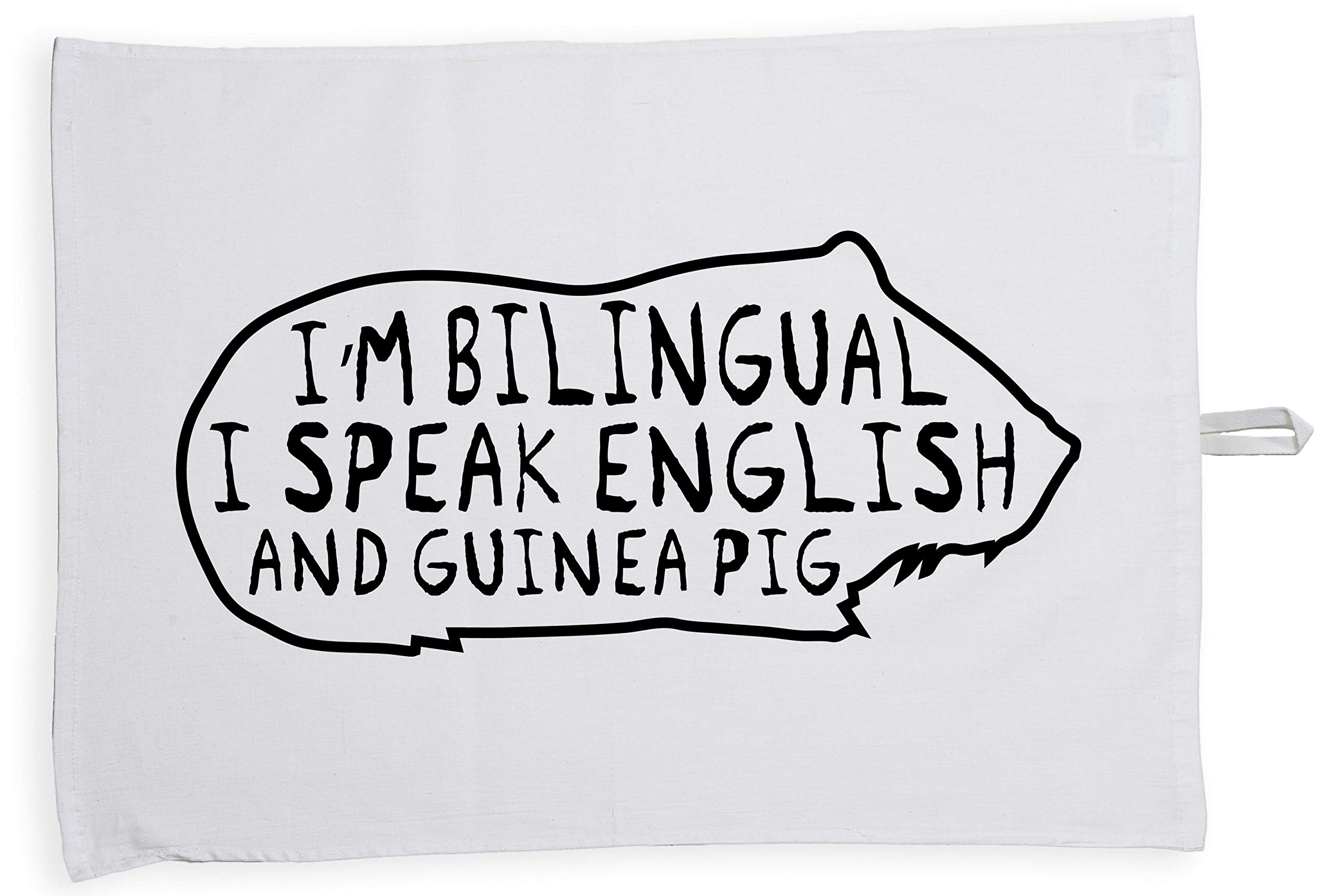 Hippowarehouse I'm Bilingual I Speak English And Guinea Pig Tea Towel Eco Printed Dish Cloth Kitchen accessory 50cmx70cm 100% Cotton
