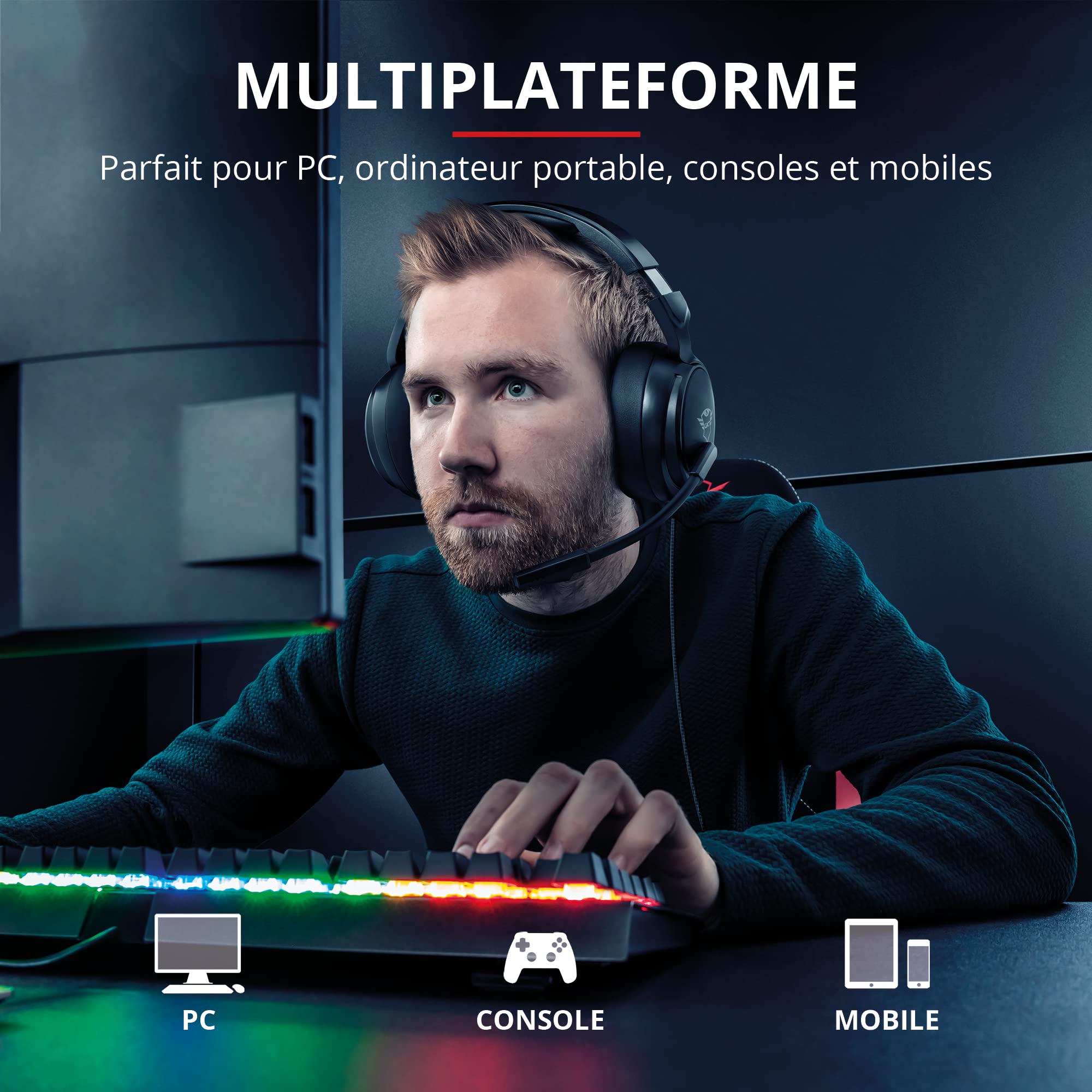 Trust Gaming Casque Gamer GXT 433 Pylo Casque Micro pour Consoles et PC, Filaire, Jack 3.5mm, Câble Tressé, Microphone Repliable pour PS4, PS5, Xbox Series X, Xbox One, Nintendo Switch - Noir