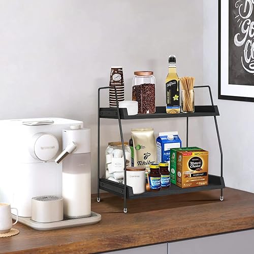 Miniatura 4 de Megsooul Accesorios de barra de café y organizador de encimera, organizador de estación de café, organizador de estante de encimera de cocina,