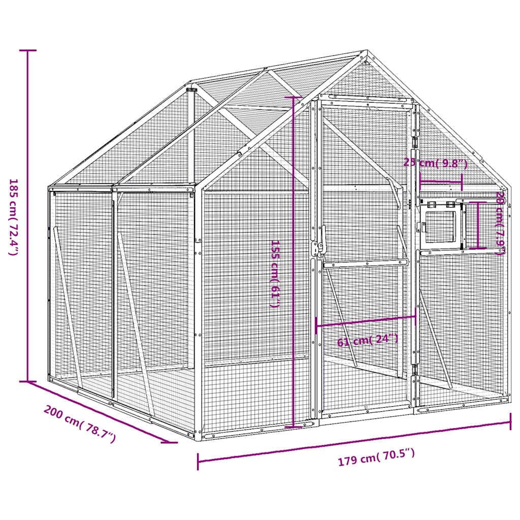 Voliere Anthrazit 1,79x2x1,85 m Aluminium,Tiere & Tierbedarf,Haustierbedarf,Vogelbedarf,Vogelkäfige & -ständer,Anthrazit,27.02 kg-3155801