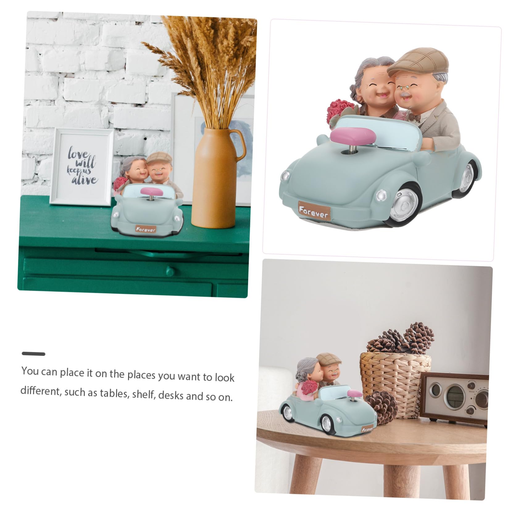 Zerodeko Romantische Resin Figur Älteres Ehepaar Handgefertigt Leicht und Robust Hochzeit Jahrestag Dekoration Geschenk für Zuhause Valentinstag Tischregal