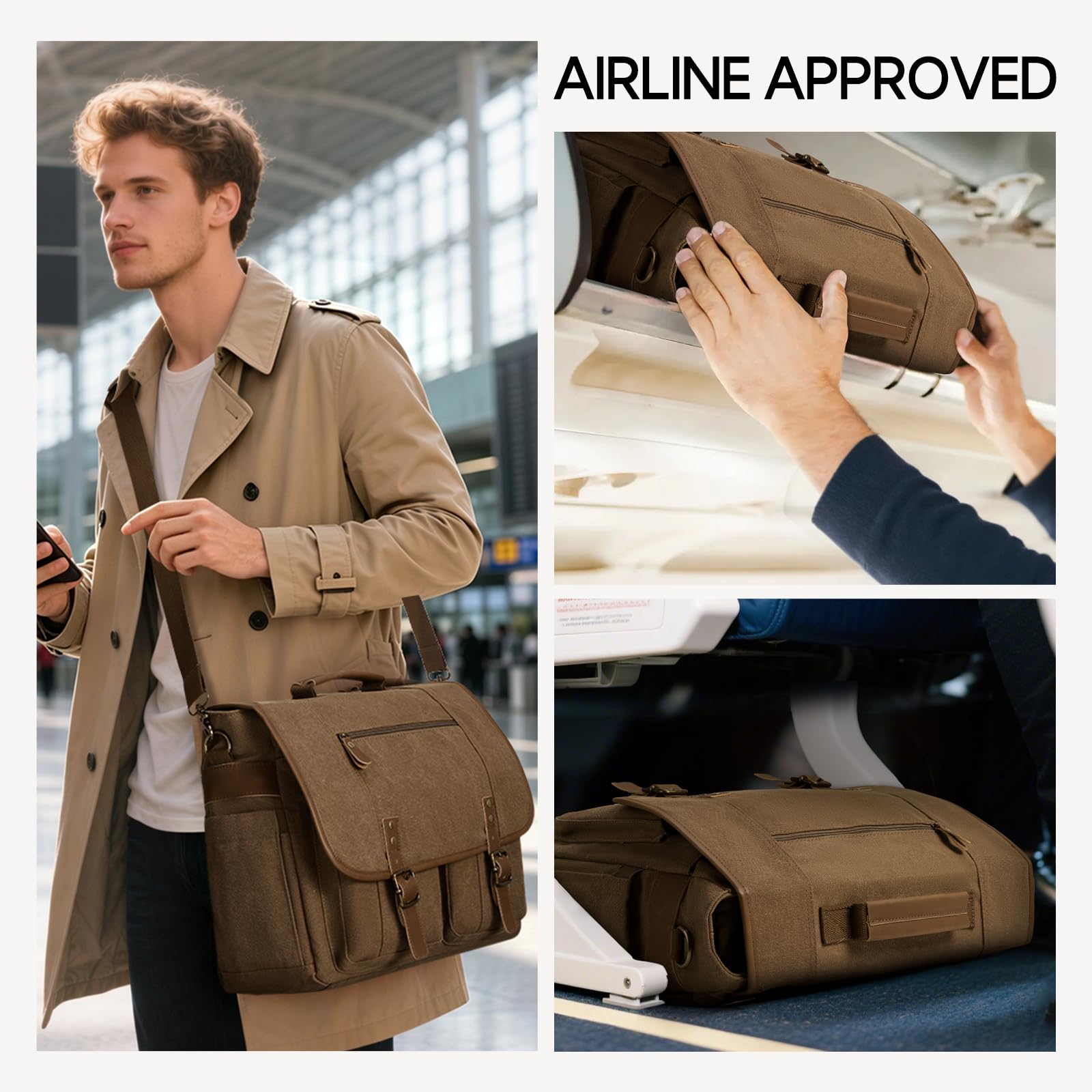 RAINSMORE Arbeitstasche Herren Vintage Aktentasche 17 Zoll Laptoptasche