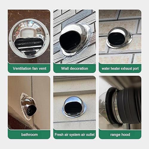 Miniatura 9 de Tapa de chimenea de acero inoxidable 304, cubierta de salida de ventilación de pared redonda, cubierta de salida de ventilación de baño, cubierta de