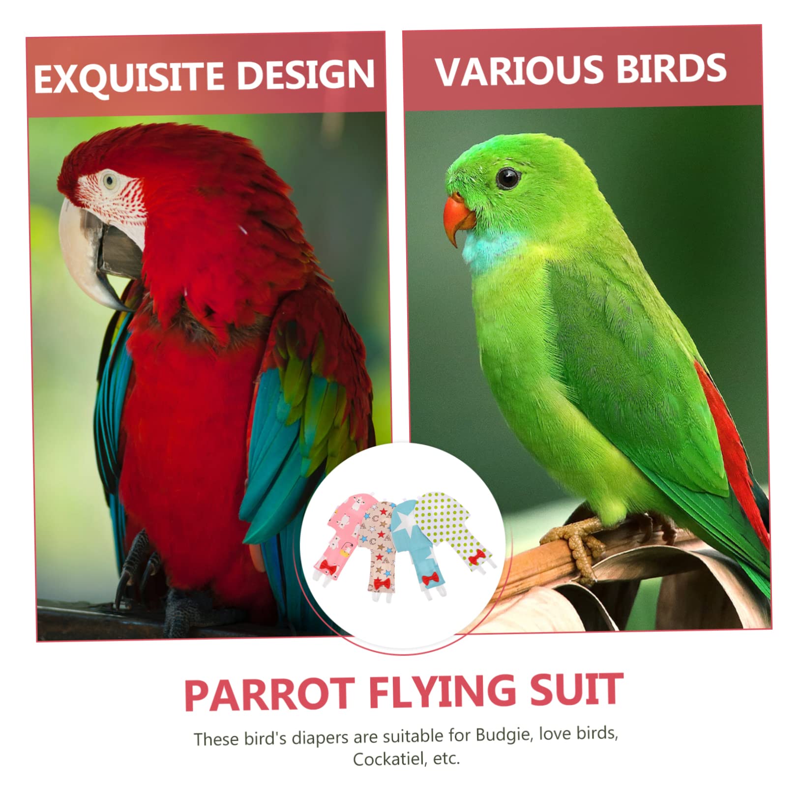 8pièces Couches Respirantes pour Oiseaux Culottes Créatives pour Perroquets Et Petits Oiseaux Accessoires De Voyage Les Fuites