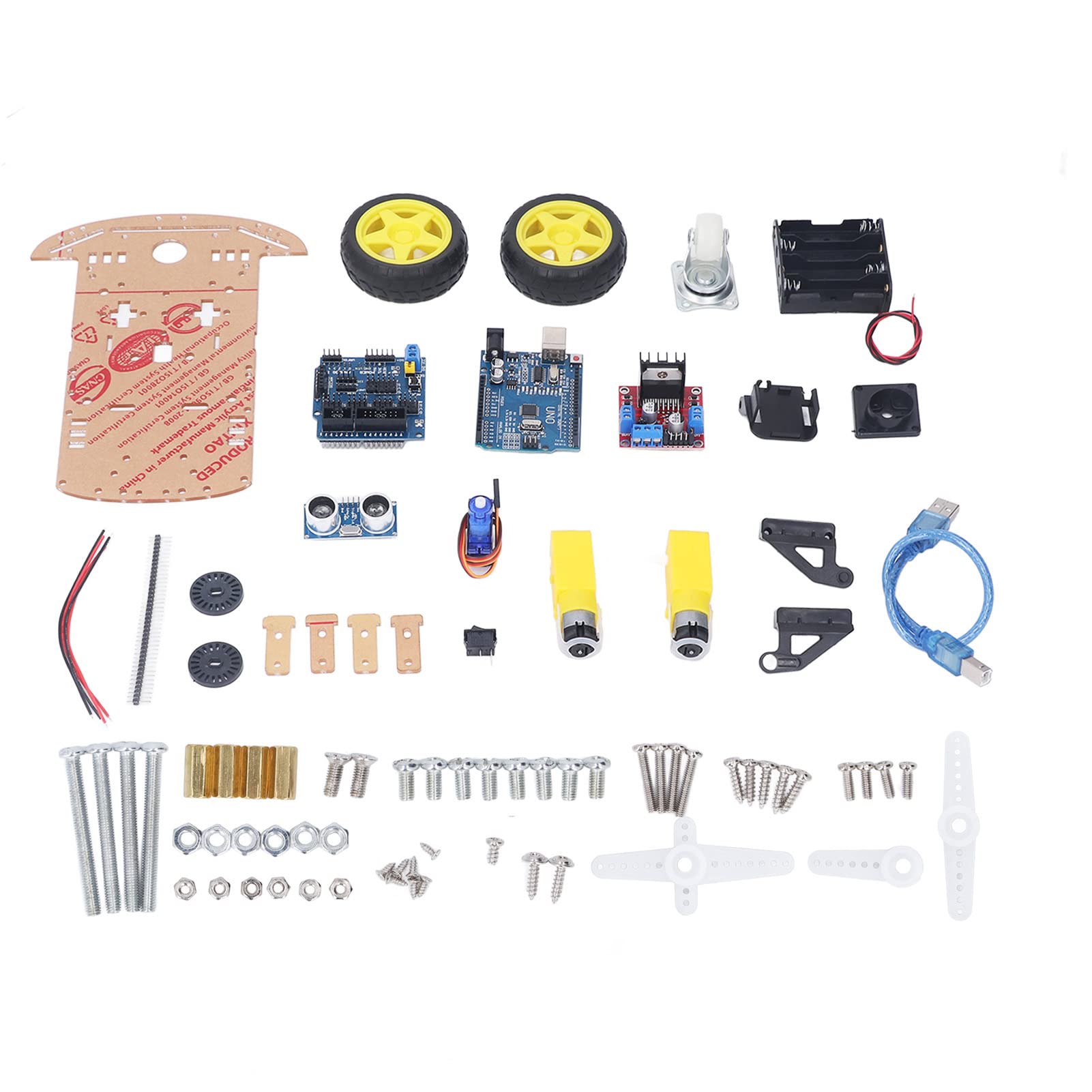 DIY Robot Smart Car Châssis Kit DIY Programmable Development Board 2WD Ultrasonic avec Motor MCU