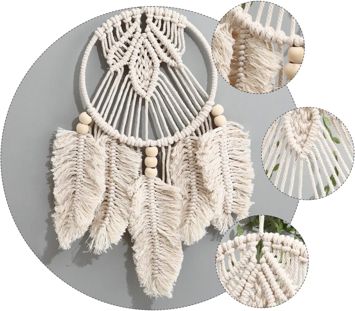LIFKOME Dream Catcher Wall Art Decor Wall Hanging Decor Bamboo Decoration Teen Girl Girls Bedroom Hanging Dream Catcher Leaf Art for Boys and