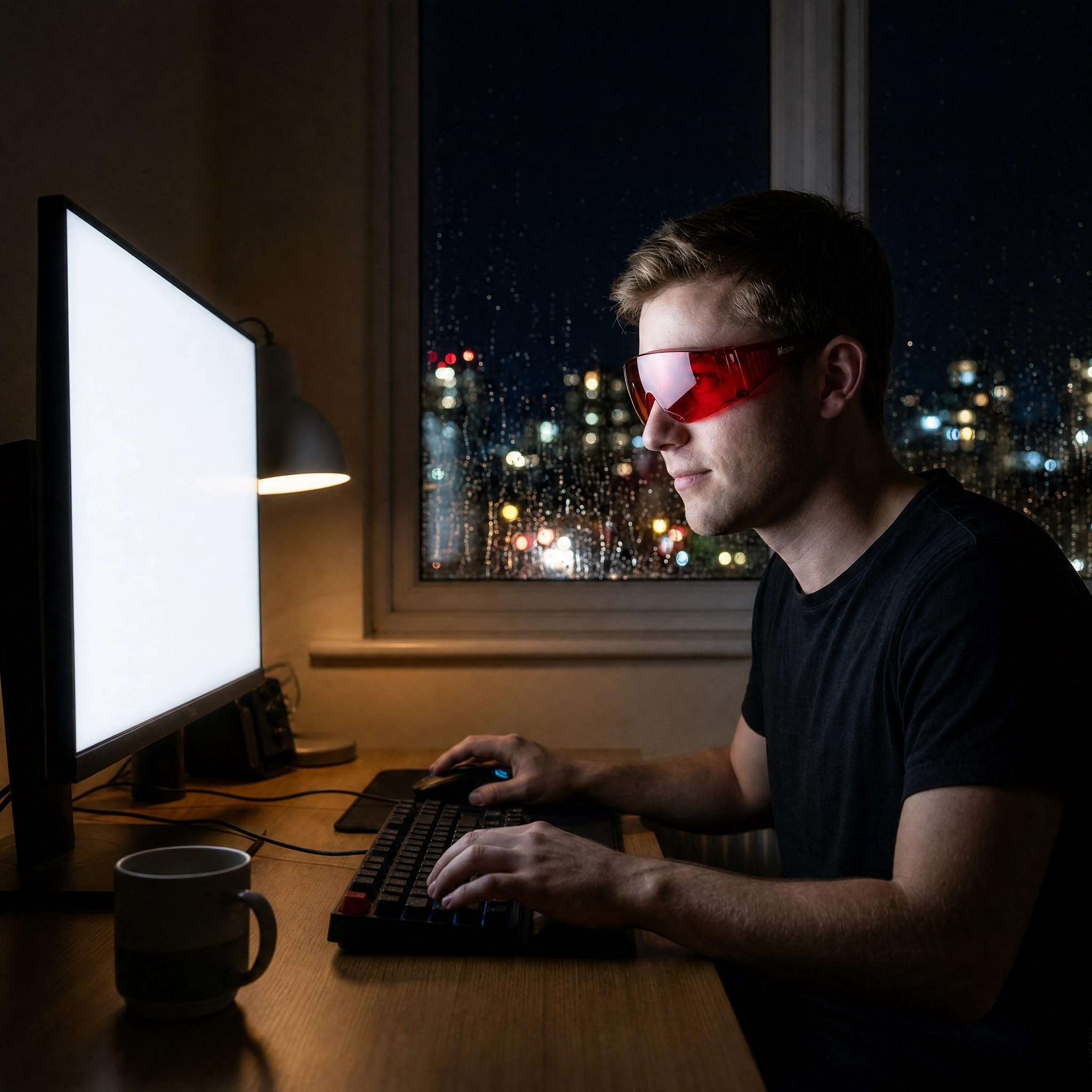 UVtech SLEEP-1 100% czerwone okulary, filtr niebieskiego światła i filtr zielonego światła, okulary komputerowe i gier, blokujące niebieskie światło
