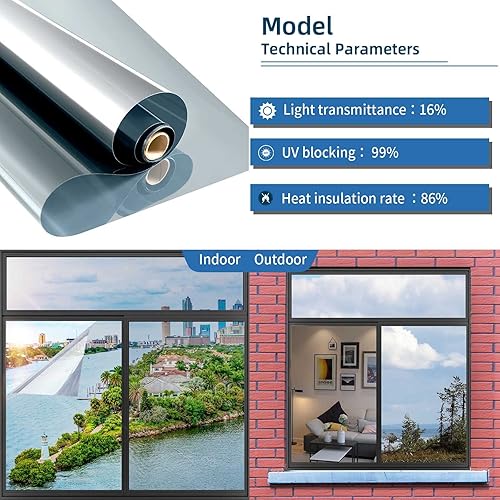 Miniatura 2 de Película de privacidad unidireccional para ventana, material PET de alta calidad, control de calor reflectante diurno, adhesivo anti UV para puerta,