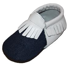 SPROUTS Infant Baby Moccasins Denim with White Leather