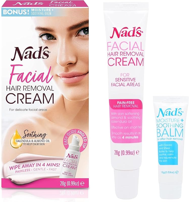 Nad's Creme depilatório facial com aplicador de precisão e bálsamo, 28 g (4446)
