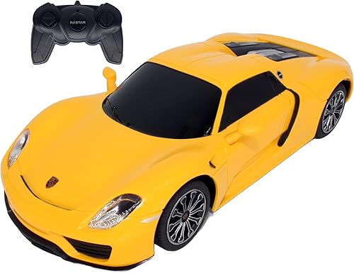 PowerTRC Coche de control remoto eléctrico con licencia Porsche 918Spyder con 2.4 GHz, radio a escala 124 RC Super Sport Racing Hobby Model Toy para