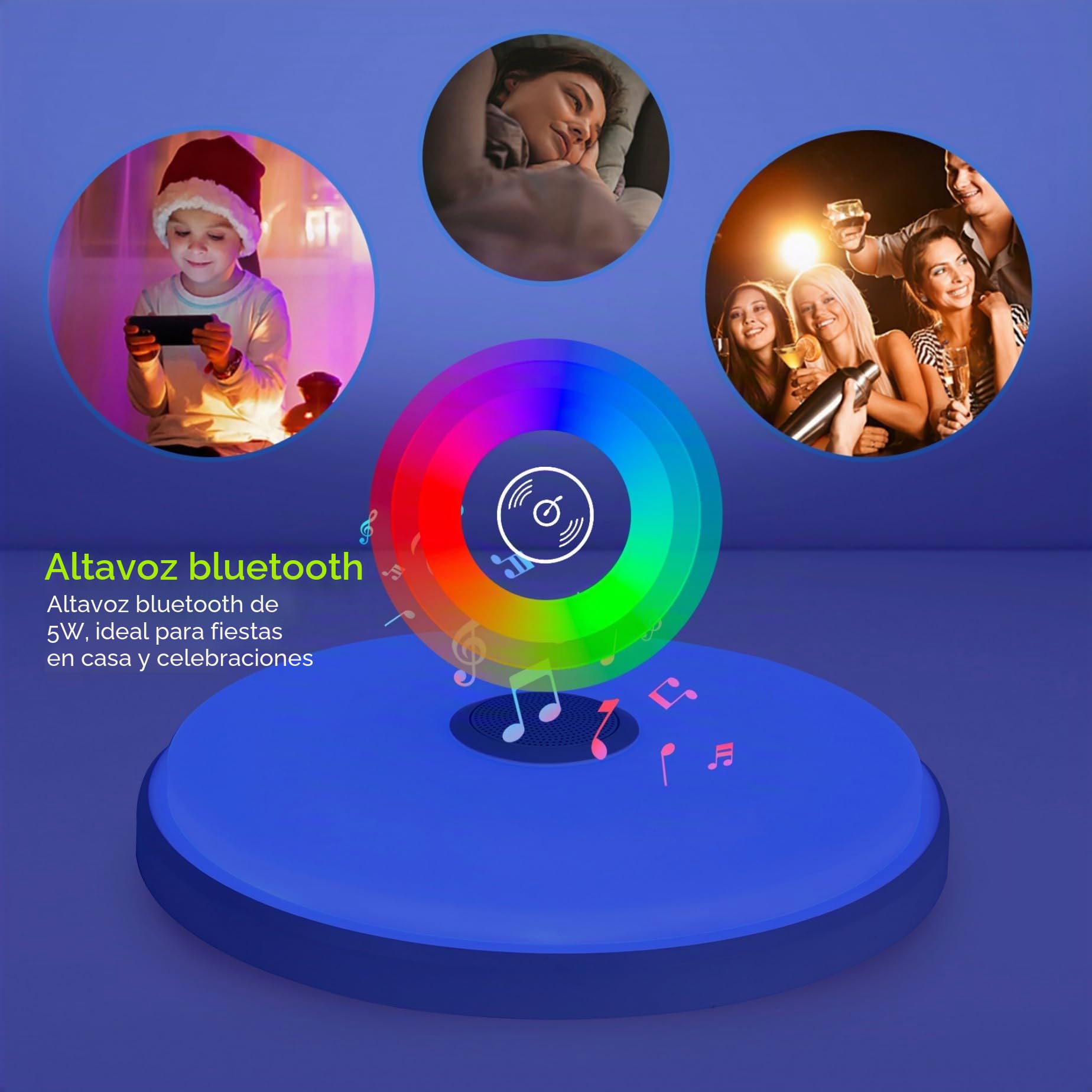 JDONG Lámpara LED de Techo Regulable con Altavoz Bluetooth, Mando a Distancia, 36W RGB Cambio de Color para Baño, Domitorios Juveniles, Salón, Lámpara de Techo Impermeable
