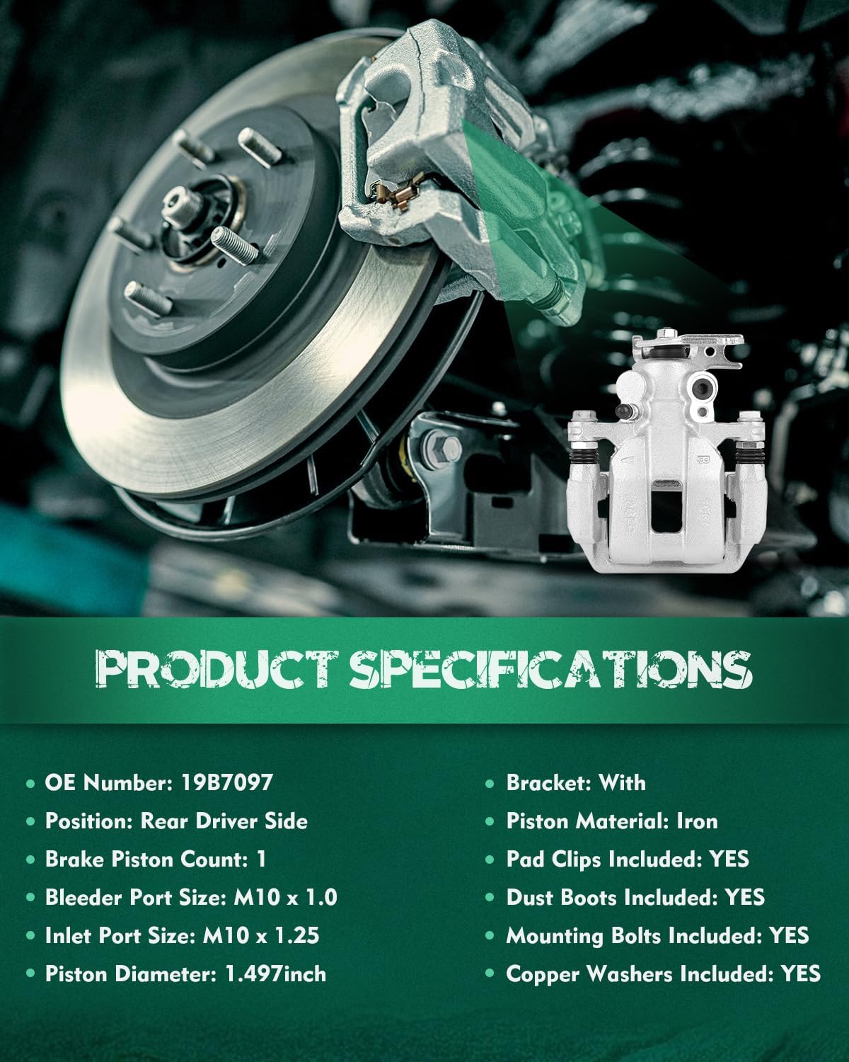 AUTOMUTO Rear Left 19B7097 Disc Brake Caliper With Bracket For Honda For Accord 2013-2017