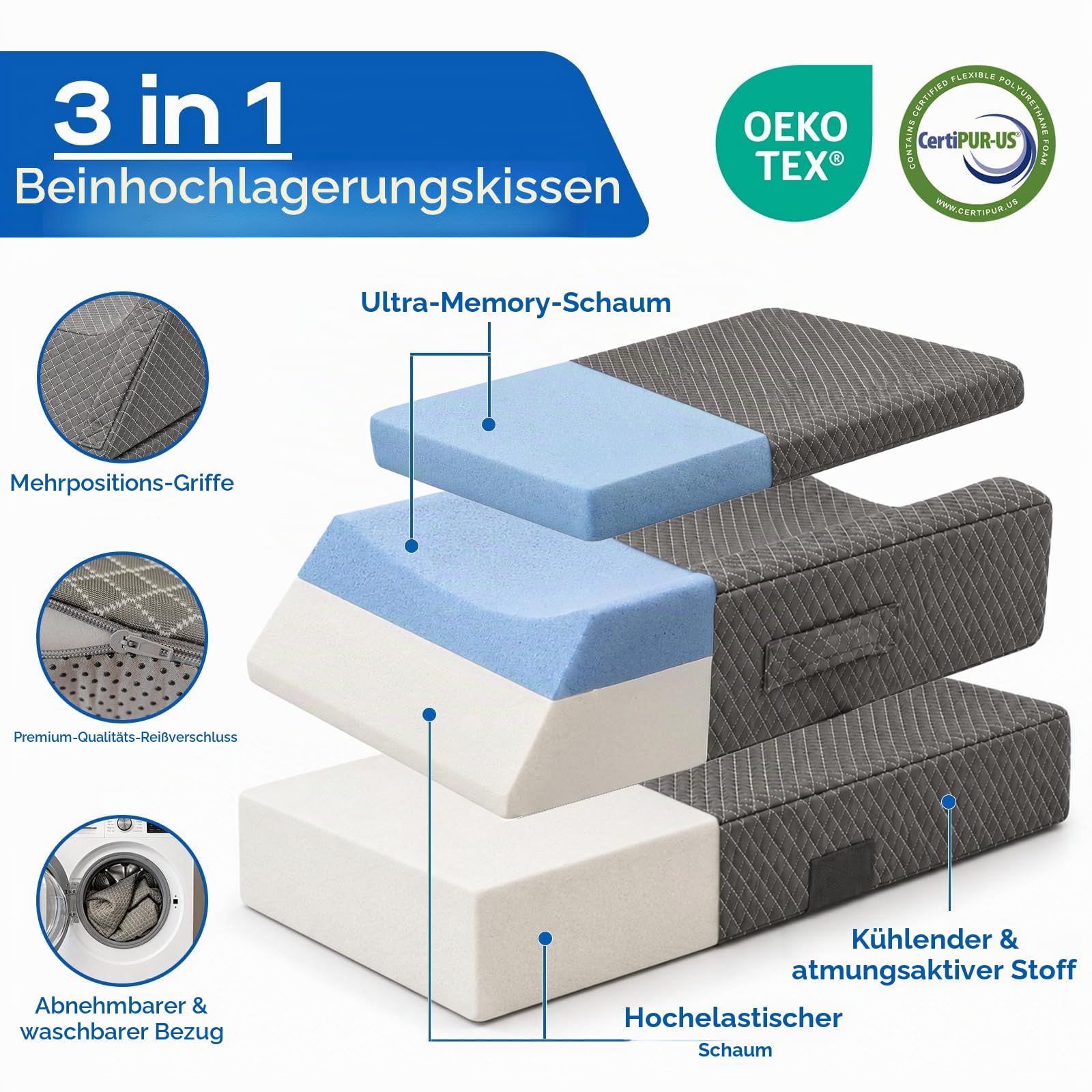 Agrish Kühlendes Doppel-Beinhochlagerungskissen