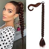 Vista 23 de Extensiones de cabello sintético de 32 pulgadas de largo trenzadas para mujer, extensiones de cabello lacio envolvente con banda para el cabello