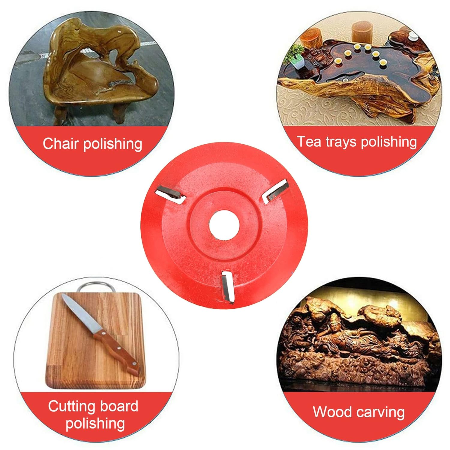 Woodworking Milling Cutter Tools,Three Teeth Power Wood Carving Disc,Wood Turbo Carving Disc for Coffee Table Tea Table Aperture Angle Grinder
