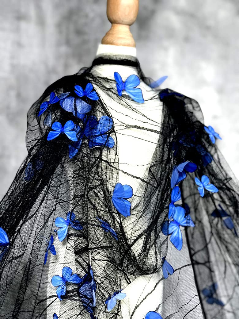 black and blue dress creator LOVDUSA transparent butterfly flower lace mesh fabric for transparent wedding designer fabric(White purple) : Arts, Crafts & Sewing ship-48hrs Light Blue Mini Dress color:Medium Blue